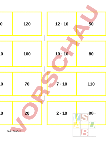Arbeitsblatt: einmaleins domino - Mathematik - Multiplikation