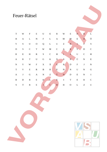  Arbeitsblatt: Feuer-Rätsel - Lebenskunde - Gemischte Themen Bildidee 