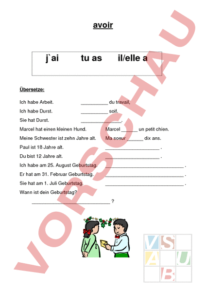 Arbeitsblatt: envol 5 avoir - Französisch - Grammatik