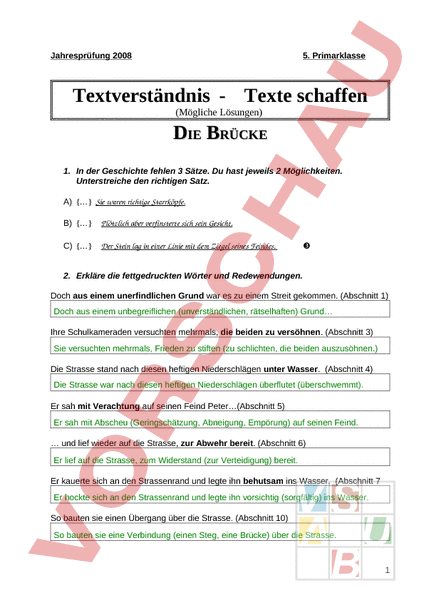 Arbeitsblatt: Textverständnis - Deutsch - Textverständnis