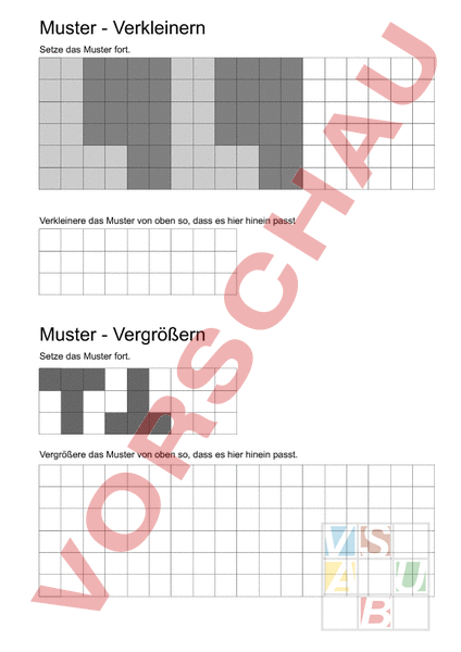 Arbeitsblatt: Muster Verkleinern & Vergrößern - Geometrie - Gemischte Themen