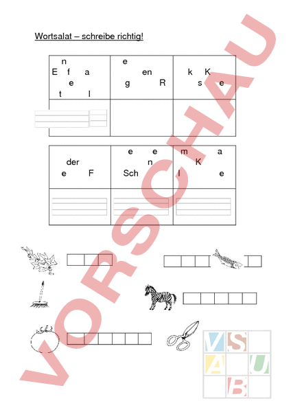  Arbeitsblatt: wortsalat - Deutsch - Wortschatz Illustration 