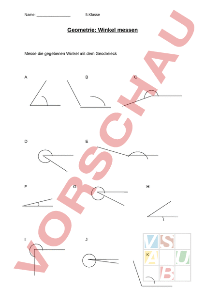 Winkel messen Arbeitsblatt