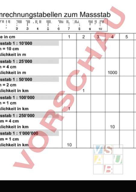 Arbeitsblatt: Massstab Übersicht (mit Lösungen) - Mathematik