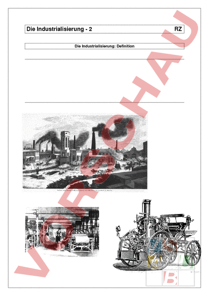 Arbeitsblatt: Merkmale der Industrialisierung - Geschichte - Neuzeit
