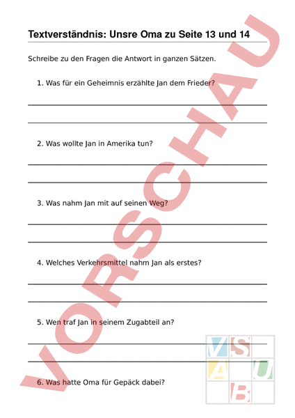 Arbeitsblatt: Textverständnis - Deutsch - Textverständnis