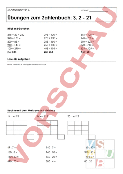 Arbeitsblatt: Repetition zum Zahlenbuch, S. 2 - 21 - Mathematik