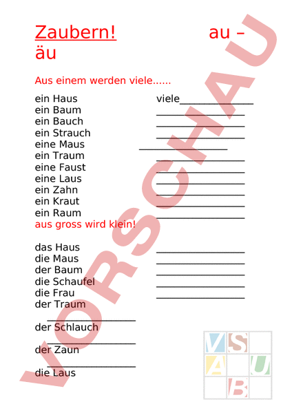  Arbeitsblatt: Aus au wird äu - Deutsch - Erstlesen Illustration 