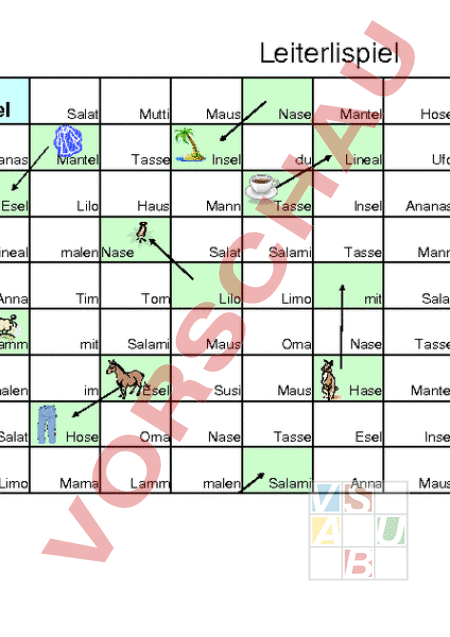 Arbeitsblatt: Leiterlispiel - Deutsch - Erstlesen
