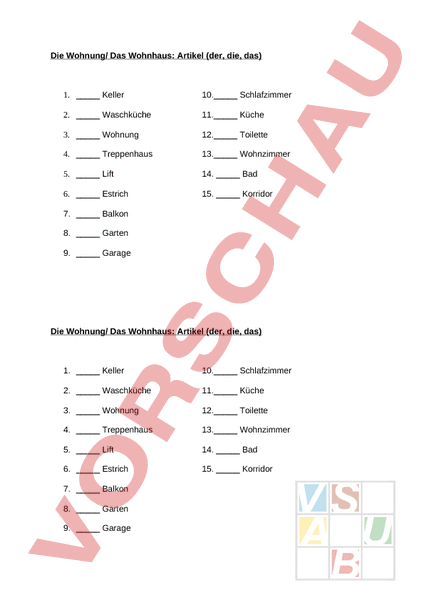 Arbeitsblatt Der Die Das Deutsch DaZ