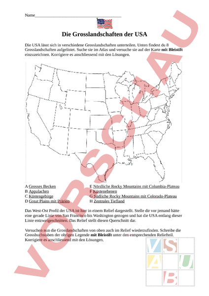Arbeitsblatt Grosslandschaften Der USA AB Geographie Nordamerika Arbeitsblatt Grosslandschaften Der USA AB Geographie Nordamerika