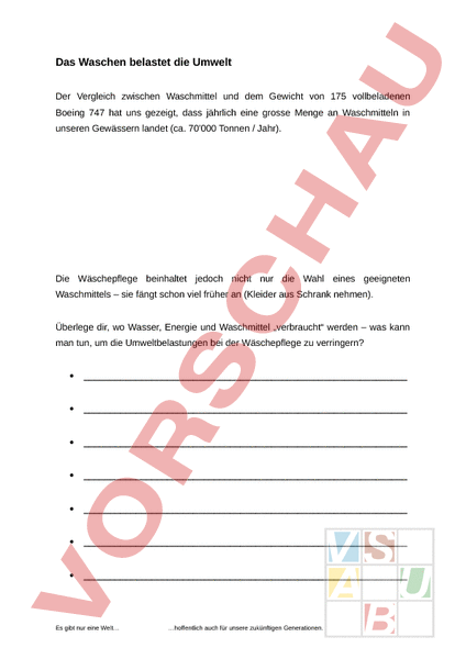 Arbeitsblatt: Waschmittelverbrauch - Wirtschaft, Arbeit, Haushalt