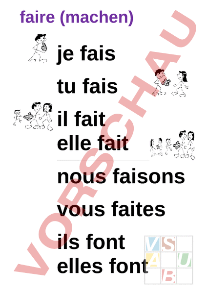 Arbeitsblatt verbe faire U14 Französisch Grammatik