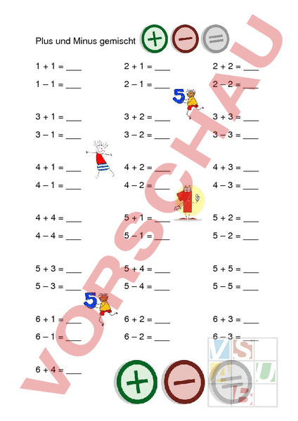 Arbeitsblatt: Plus und Minus gemischt - Mathematik - Gemischte Themen