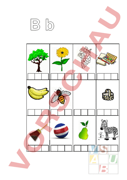 Arbeitsblatt: Buchstaben B b - Deutsch - Erstlesen