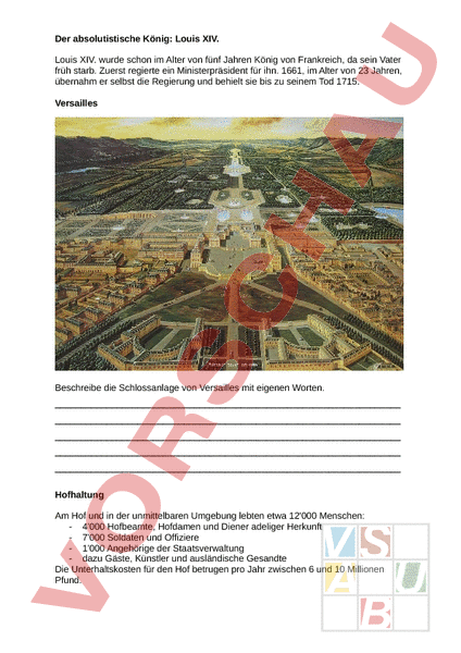 Arbeitsblatt: Absolutismus - Geschichte - Neuzeit