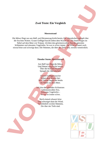 Arbeitsblatt: Lyrik / Prosa - Deutsch - Gemischte Themen