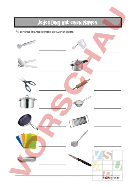 Arbeitsblatt: Küchengeräte - Wirtschaft, Arbeit, Haushalt ... Arbeitsblatt: Küchengeräte - Wirtschaft, Arbeit, Haushalt ...