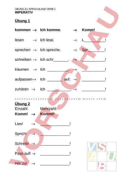 Arbeitsblatt: Übung_Imperativ - Deutsch - Grammatik