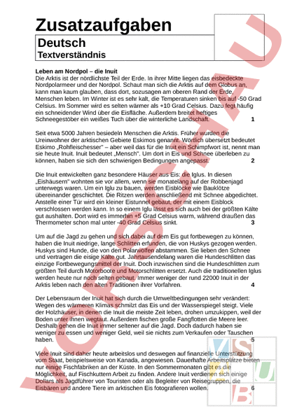 Arbeitsblatt: Textverständnis - Deutsch - Textverständnis