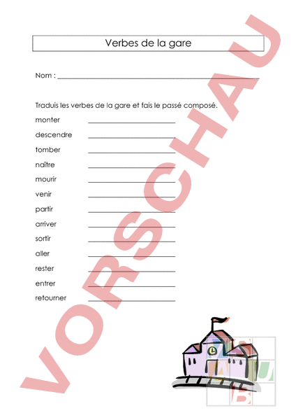 Arbeitsblatt Verbes de la gare Französisch Grammatik
