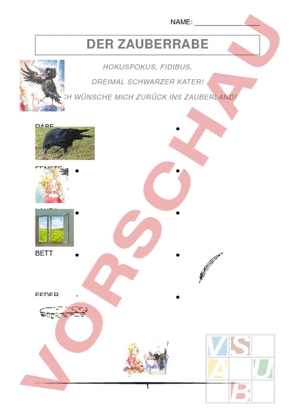 Arbeitsblatt Der Zauberrabe Deutsch Erstlesen