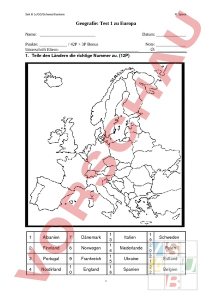 Länder Und Hauptstädte Europa Arbeitsblatt