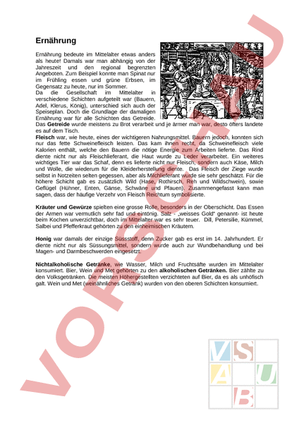 Arbeitsblatt: Leben - Geschichte - Mittelalter