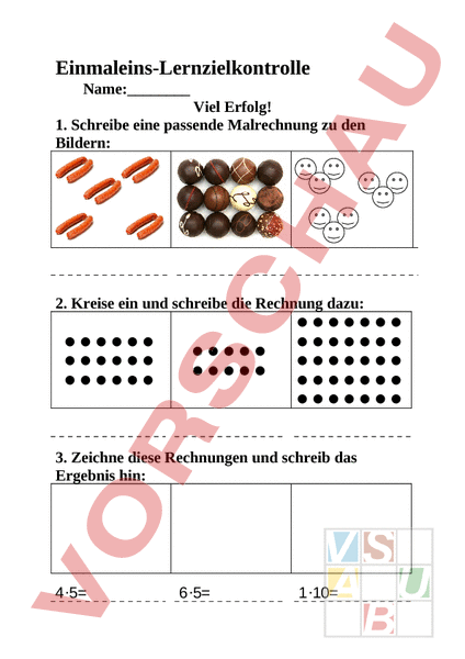 Arbeitsblatt: Einführung Multiplikation LZK - Mathematik - Multiplikation