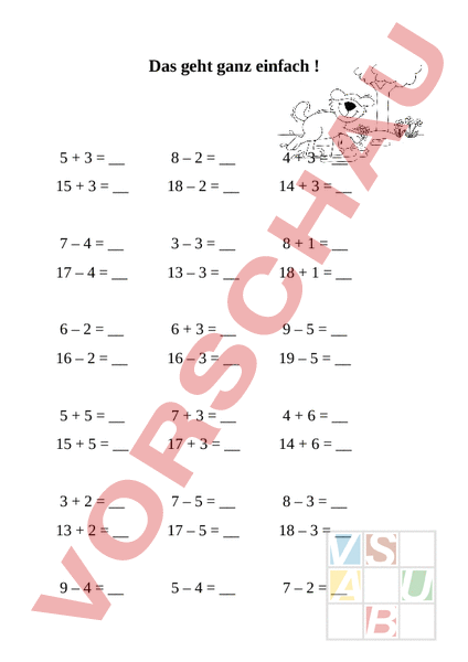 Arbeitsblatt: Analogien plus und minus - Mathematik - Zahlenbereiche