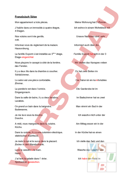 Arbeitsblatt: Envol 8/11 Vocabulaire - Italienisch - Wortschatz