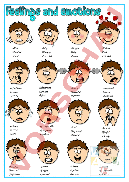 Arbeitsblatt English feelings and emotions Englisch Wortschatz