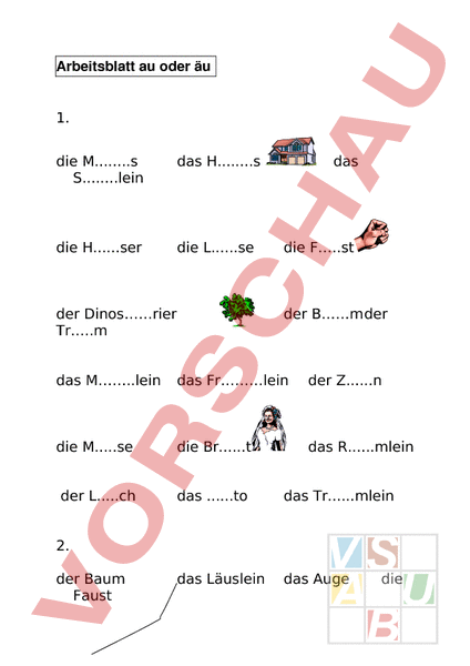  Arbeitsblatt: au äu - Deutsch - Erstlesen Motiv 