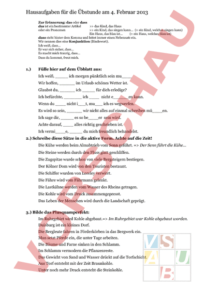 Arbeitsblatt: Arbeitsblatt Grammatik 5. Klasse - Deutsch - Grammatik
