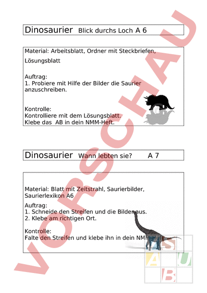 Arbeitsblatt Saurier Geschichte Altertum