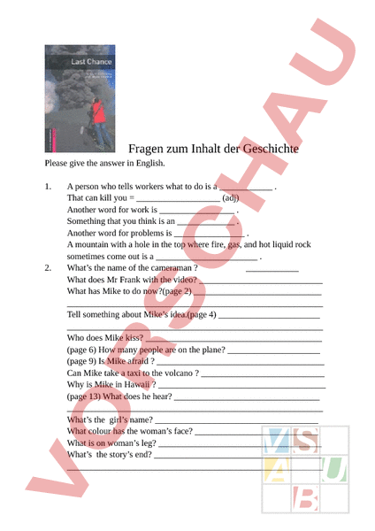 Arbeitsblatt Last Chance Englisch Lesen Literatur