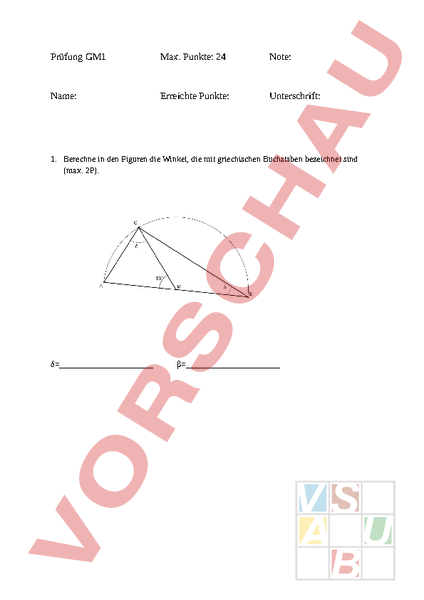 Arbeitsblatt: Mathematik Prüfung Kapitel 2a Sek A - Geometrie - Anderes ...