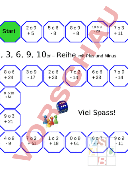 Arbeitsblatt: Einmaleins-Würfelspiel - Mathematik - Multiplikation