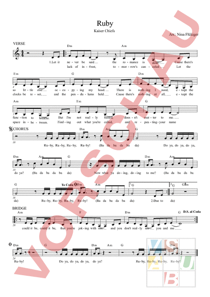 Arbeitsblatt: Liedeinführung - Ruby von Kaiser Chiefs - Musik - Singen ...