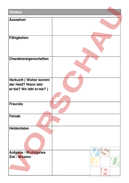 Helde Worksheet.pdf Arbeitsblatt: Heldenbeschreibung - Deutsch - Anderes Thema