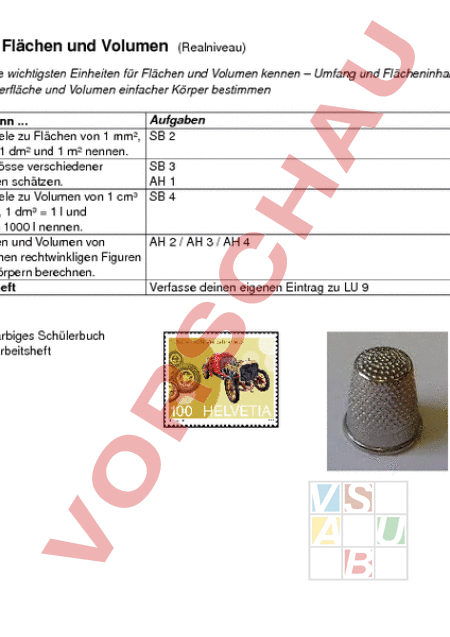Arbeitsblatt: Plan LU 9 mathbuch 1 - Geometrie - Flächen