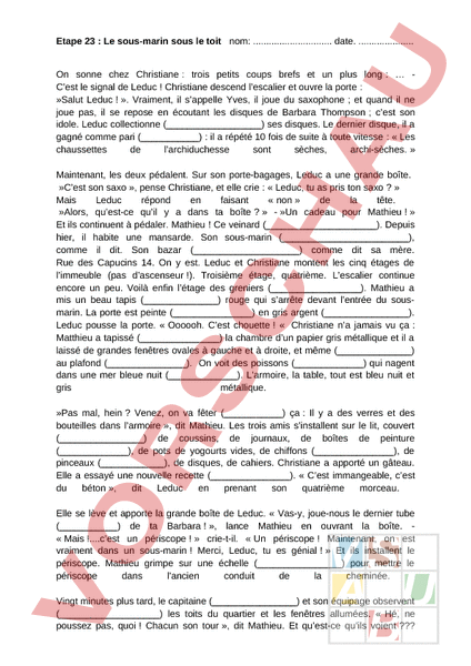 Arbeitsblatt: Franz - Französisch - Textverständnis