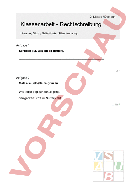 Arbeitsblatt: Klassenarbeit_3 - Rechtschreibung mit Lös+theorie