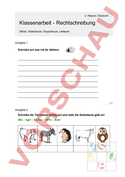 Arbeitsblatt: Klassenarbeit_5 - Rechtschreibung mit Lös+theorie