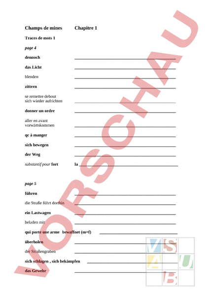 Arbeitsblatt Champ de mines, Yann Mens Französisch Lesen / Literatur