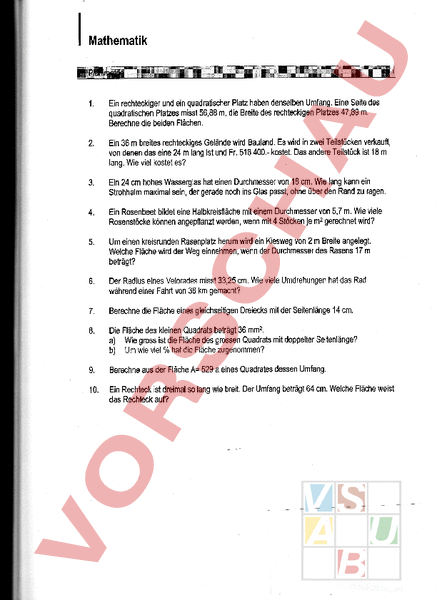 Arbeitsblatt Test Planimetrie Mathematik Gemischte Themen