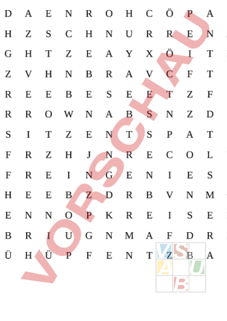 Arbeitsblatt: Wortarten-Buchstabensalat - Deutsch - Grammatik
