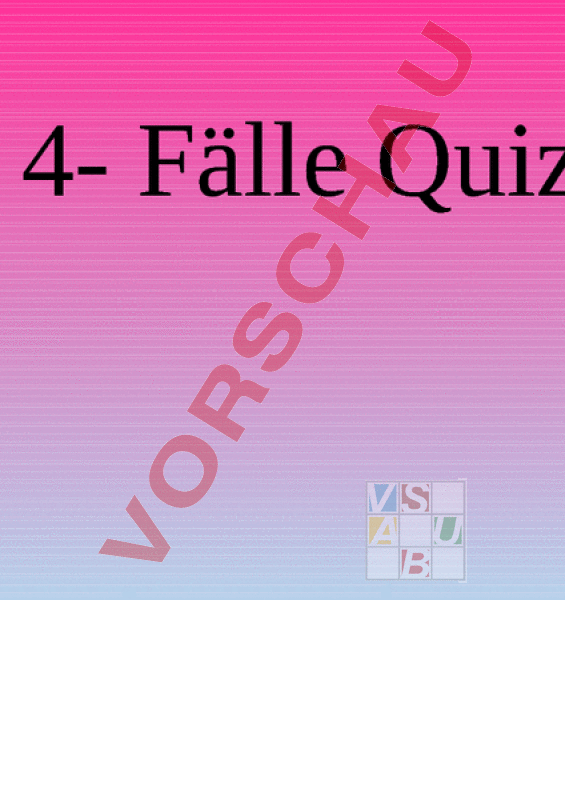 Arbeitsblatt: quiz 4 Fälle - Deutsch - Grammatik