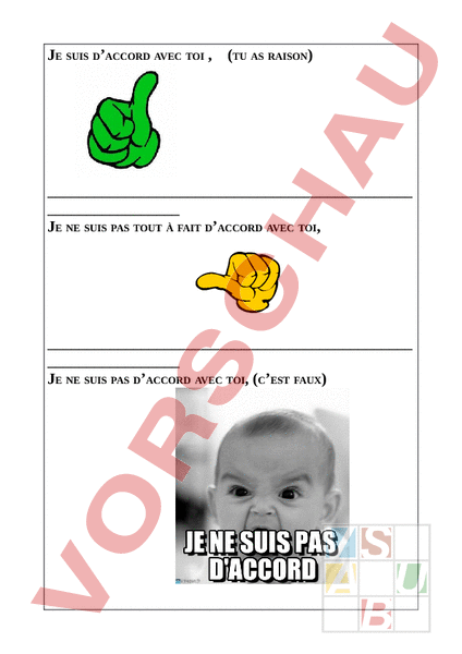 Arbeitsblatt: envol 7 U 7 je suis d'accord - Französisch - Wortschatz