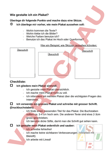 Arbeitsblatt: Gestaltung eines Plakates - Diverses / Fächerübergreifend